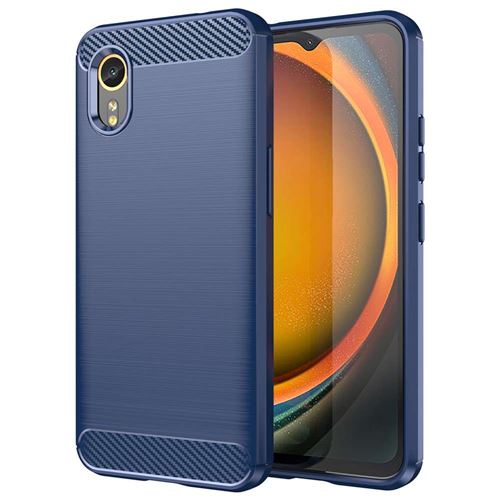 Coque pour Samsung Galaxy Xcover 7 - housse etui silicone gel carbone + verre trempe - BLEU FONCE - htdmobiles
