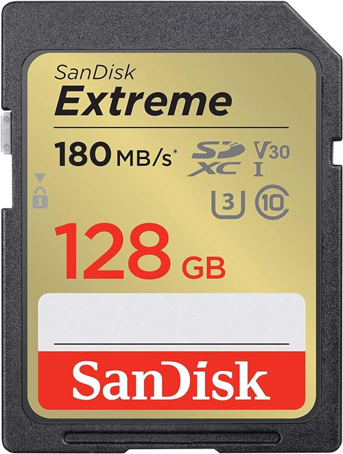 SanDisk 128Go Extreme SDXC RescuePro Deluxe, UHS-I U3 V30 jusqu'à 180Mb/s