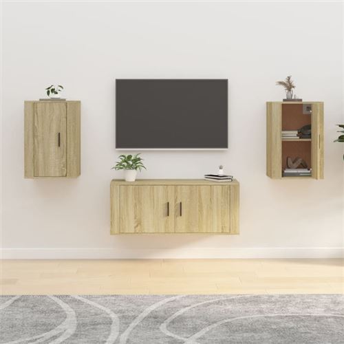 Vidaxl Meubles Tv Muraux 2 Pcs Chêne Sonoma 40X34,5X60 Cm816663 - Image 2