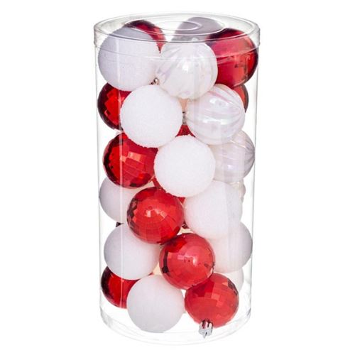 Paris Prix - Lot De 30 Boules De Noël colorama 6cm Rouge & Blanc