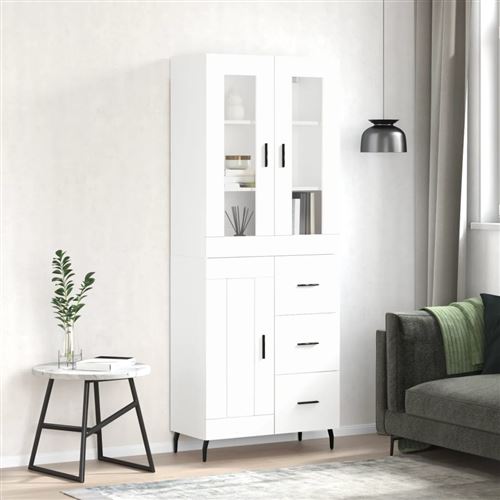 Non Communiqué Blanc Vidaxl Buffet Haut, Armoire De Rangement Avec Pieds, Meuble De Rangement, Organisateur Salon Salle De Séjour, Moderne, Bois D'ingénierie