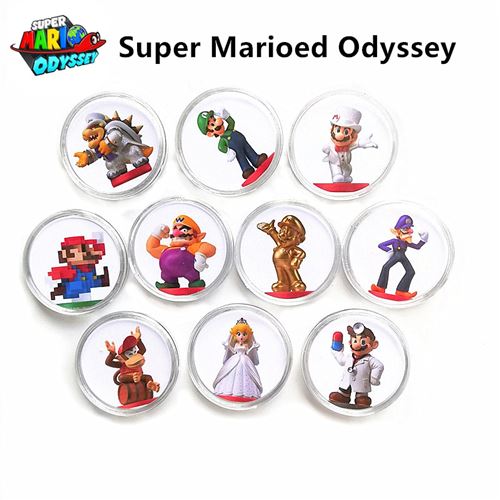 10PCS Cartes Ronde Amiibo pour Super Mario Odyssey FONGWAN C