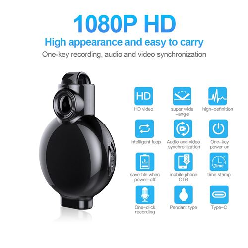 RUMOCOVO Mini caméra enregistreur vidéo FHD 1080P, Micro caméra portable, Audio, voix, Sport, DV corps, enregistrement en boucle extérieure avec 16g c
