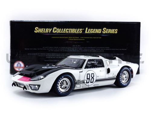 Voiture Miniature de Collection SHELBY COLLECTIBLES 1-18 - FORD GT 40 Mk II - Winner Daytona 1966 - White / Black - SHELBY415