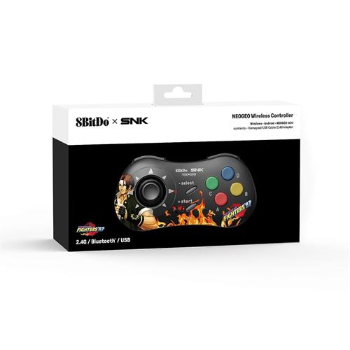 Kyo Kusanagi Edition : 8Bitdo Manette Bluetooth Style Snk Neo Geo - Compatible Pc Windows, Android & Neo Geo Mini