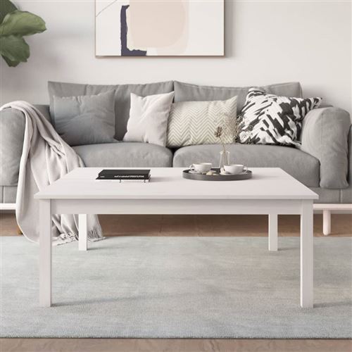 vidaXL Table basse Blanc 100x100x40 cm Bois massif de pin