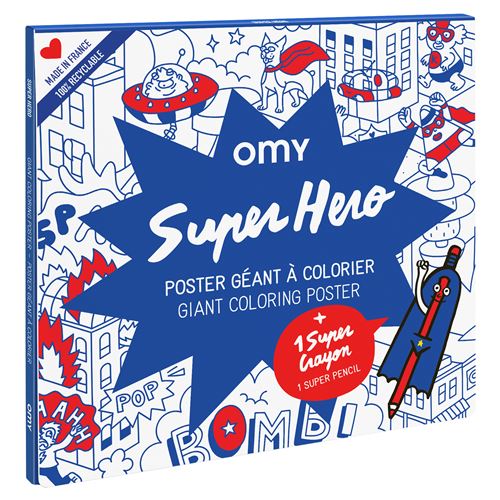 Poster Géant (70x100cm) à colorier SUPER HEROS by OMY