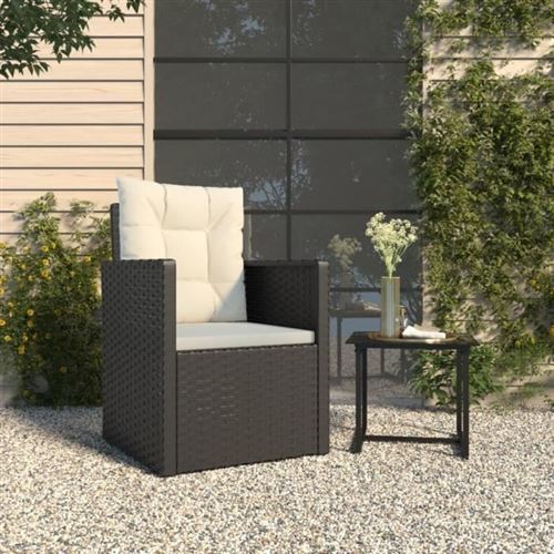 vidaXL - Fauteuil de jardin avec coussins - Résine tressée - Noir - Image 3