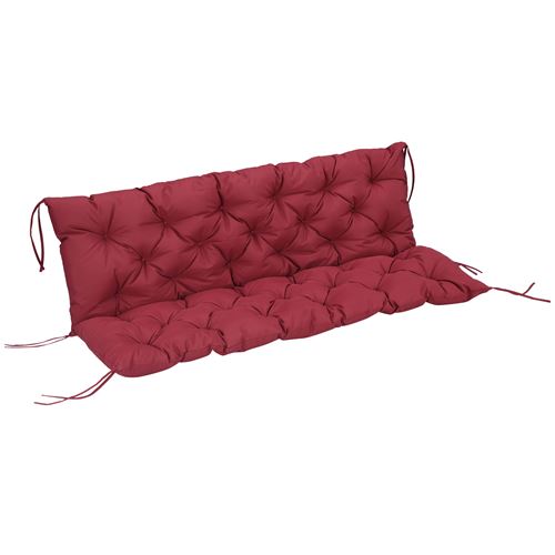 Coussin matelas assise dossier pour banc de jardin balancelle canapé 3 places grand confort 150 x 98 x 8 cm rouge