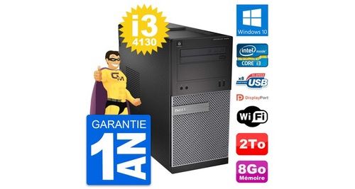 Pc tour dell optiplex 3020 intel core i3-4130 ram 8go disque 2to windows 10 wifi