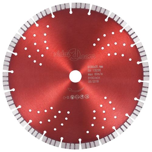 Non Communiqué Rouge Disque De Coupe Diamanté Avec Turbo Et Trous Acier 300 Mm