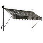 BLUMIE Store banne 350x150 cm avec éclairage led et manivelle - Rayures Gris / Blanc