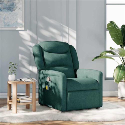 Fauteuil de massage inclinable Vert foncé Tissu Vidaxl