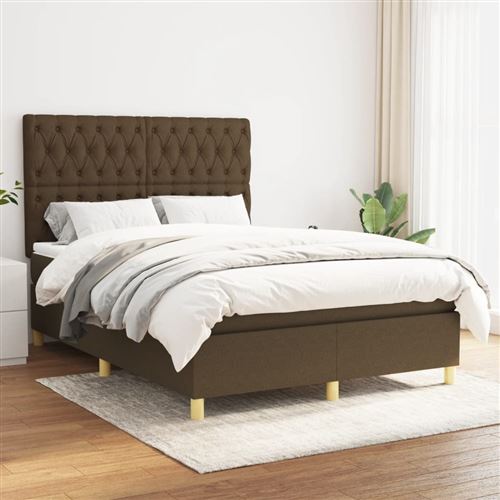vidaXL Sommier à lattes de lit avec matelas Marron foncé 140x200 cm3142580