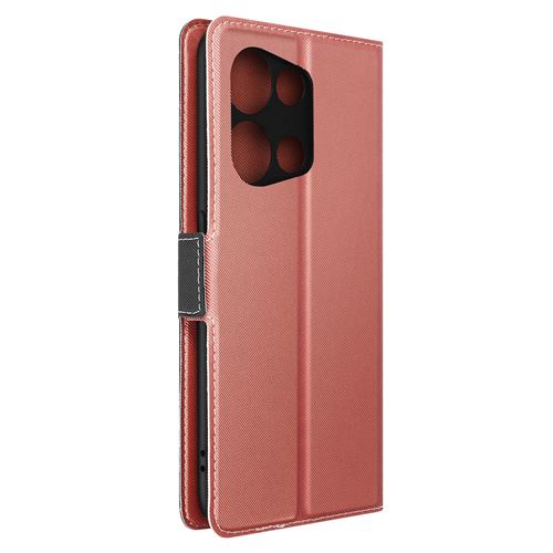 Avizar Étui pour Oppo Reno 8 Pro 5G Portefeuille Support Finition Striée Ultra-Slim [device_name] Rose / Gris