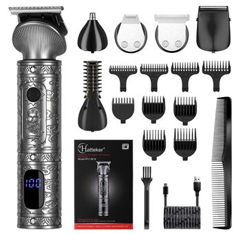 Kit Tondeuse 4 En 1 Hatteker Sans Fil - Pour Barbe & Cheveux, Étanche & Lavable
