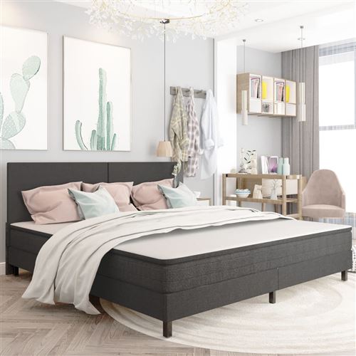 Sommier tapissier Gris fonc&eacute; Tissu 200x200 cm