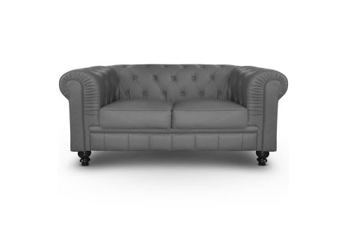 Canapé Chesterfield 2 Places Cuir Pu Gris Achat Prix Fnac