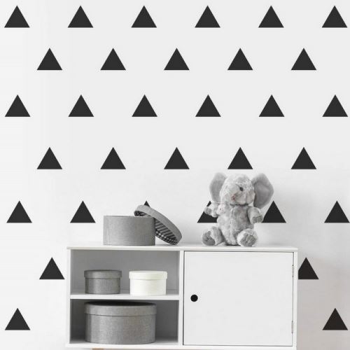 HOMEMANIA Sticker Triangle - Triangles - pour enfants - pour mur - Noir en Vinyle, 24 x 0,15 x 29 cm