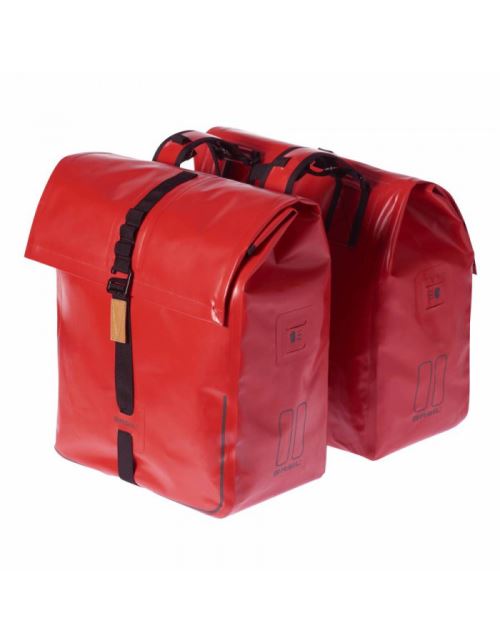 Sacoche arriere velo double basil urban dry 48l rouge 100% waterproof (36x17x42cm)