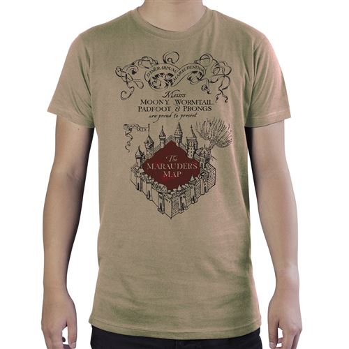 ABYstyle - Harry Potter - T-Shirt - Carte du Maraudeur - Sable - Homme (XL)