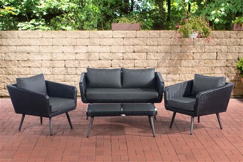 Salon de Jardin Skara Noir en polyrotin plat , Anthracite/40 cm (Dunkelgrau)