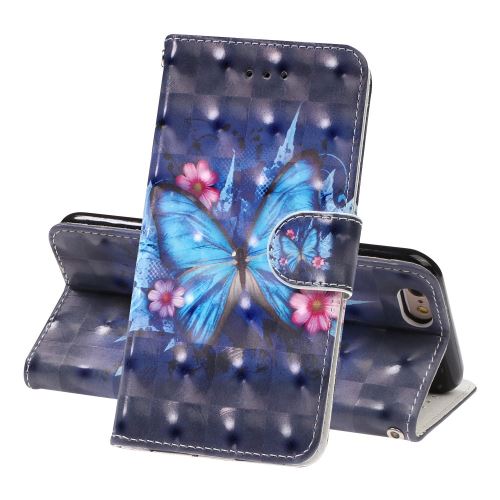 Etui en PU décor spot papillon bleu pour votre Apple iPhone 6/6s