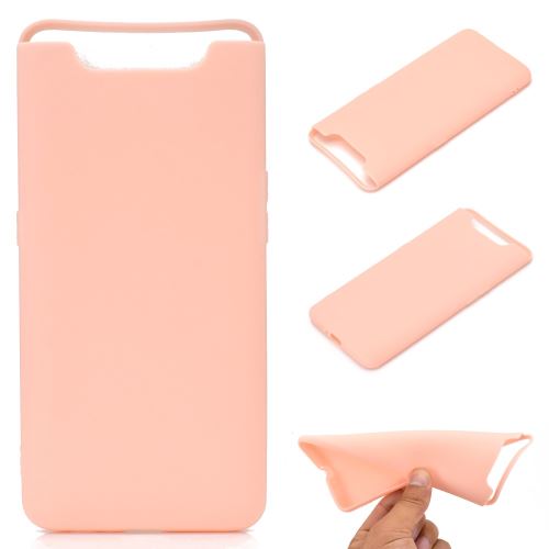 Coque en TPU mat de couleur unie anti-empreintes digitales rose pour votre Samsung Galaxy A80/A90