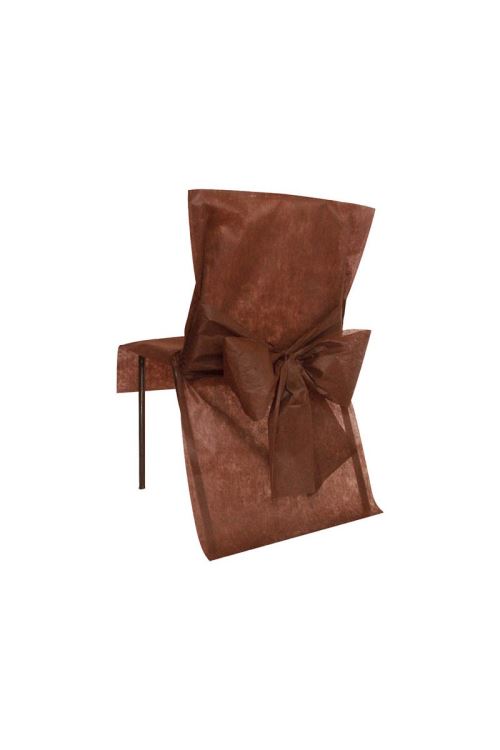 Sachet De 10 Housses De Chaise Non Tisse Avec Noeud Diff. Coloris - Chocolat