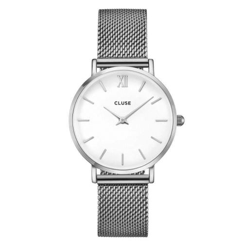 CLUSE Minuit Mesh Silver/White 33mm montre CL30009