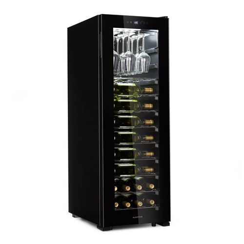 Klarstein Bellevin 62 Cave à Vin De Service Pour 56 Bouteilles & 15 Verres ( 173l ) - Température 5-20°c - Classe A - Porte Vitrée - Noir