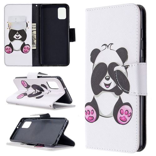Etui en PU impression de modèle flip avec support bébé panda pour votre Samsung Galaxy A31