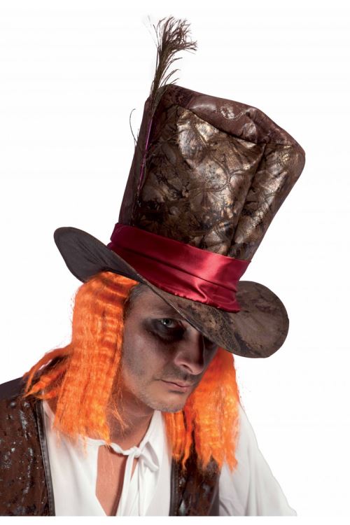 Chapeau simili cuir chapelier fou avec cheveux