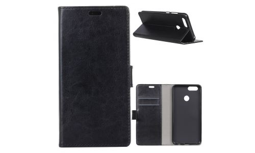 Etui type portefeuille noir Huawei Y7 (2018) rabat latéral articulé fonction stand