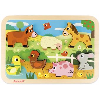 Puzzle bois bébé - Puzzle animaux 9 pièces, enfant 18 mois - Janod