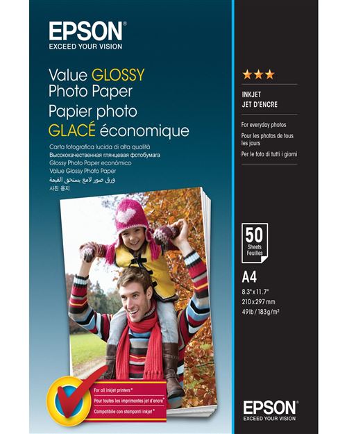 Cartouche D'Encre Epson Value Glossy Photo Paper A4 50Sheet Noir