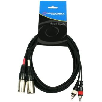 Noir Accu Cable AC-2XM-2RM/5 Câble 2 x XLR mâle/2 x RCA 5 m & Stagg 6 m Câble Microphone XLR XLR de Haute Qualité 