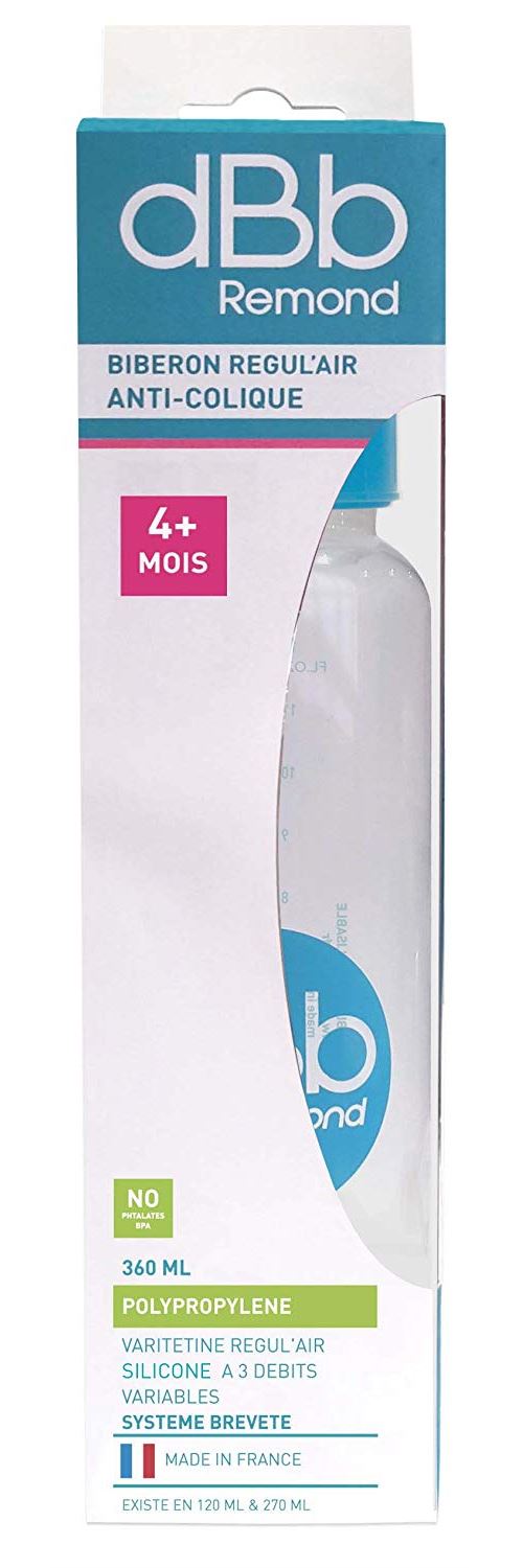 dBb Remond Régul'Air Biberon Varitétine en Silicone Bleu Translucide 360 ml