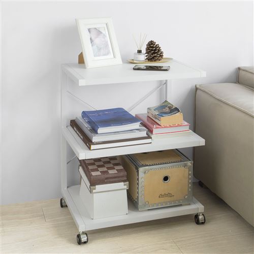 Chariot Étagère Roulante Bout de Canapé Étagère Cuisine Meuble de Rangement à roulettes de 3 niveaux FRG81-W SoBuy®