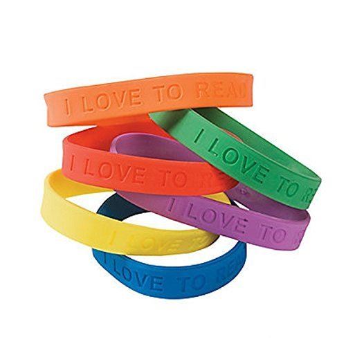 24 ~ I Love to Read Rubber Bracelets ~ Approx. 6 ~ Assorted Colors ~ New