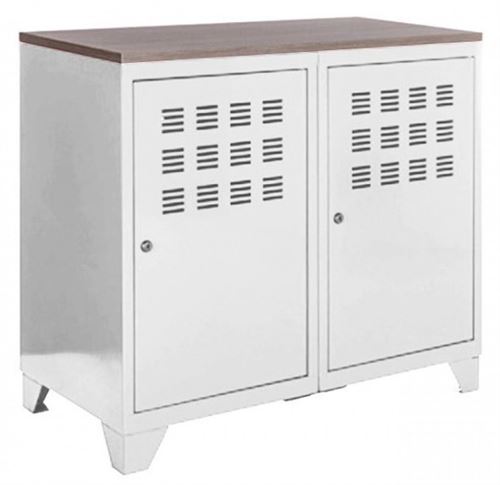 Pierre Henry - Armoire de rangement métal 2 portes Blanc