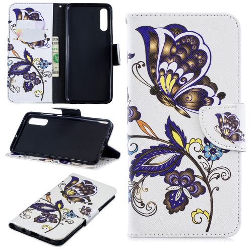 Etui en PU support motif papillon et fleur pour votre Samsung Galaxy A70