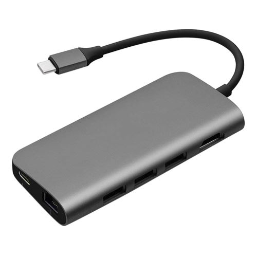 Type C-Hub 8-en-1 Adaptateur USB C à HDMI avec Ethernet MicroSD / carte SD Lire