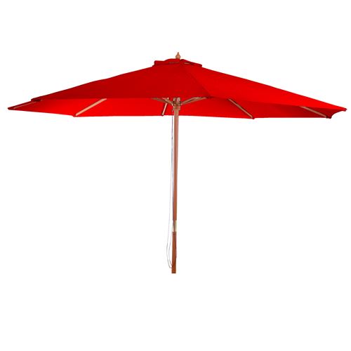 Parasol en bois, parasol de jardin florida, parasol de march&eacute;, 3,5m ~ bordeaux