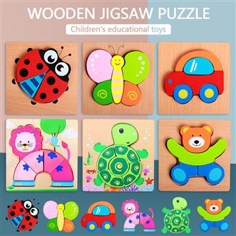 Puzzles en bois Montessori Jouets pour les tout-petits, Puzzles en bois en  forme d'animal pour les enfants âgés de 2 à 4 ans, Puzzle d'apprentissage  éducatif Cadeaux pour garçons de 2 3