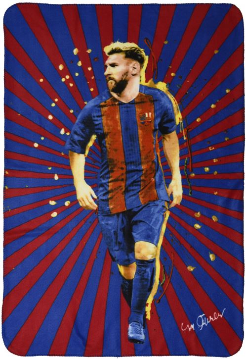 Super Star couverture polaire Lionel Messi 100 x 140 cm bleu/rouge