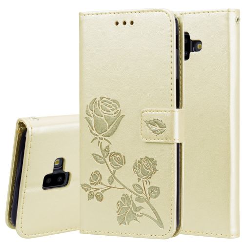 Etui en PU motif fleur de rose or pour votre Samsung Galaxy J6 Plus