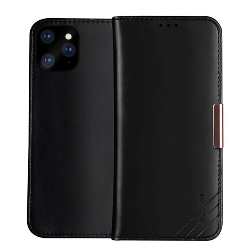 Etui en cuir véritable avec support noir pour votre Apple iPhone 12 Pro Max 6.7 pouces
