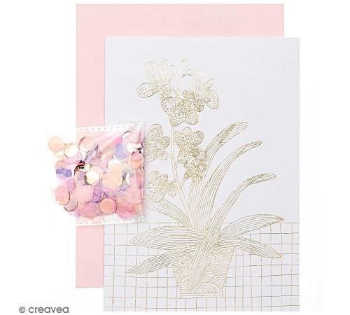Kit carte anniversaire à personnaliser - Rico Design Hygge - Orchidée - 12,5 x 17,5 cm