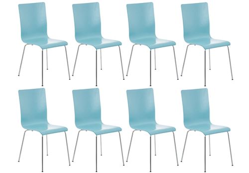 Lot de 8 chaises en bois Pepe , Bleu clair
